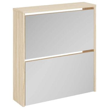 Vidaxl Omarica za čevlje 2 nadstropna z ogledalom hrast 63x17x67 cm
