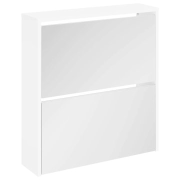 Vidaxl Omarica za čevlje 2 nadstropna z ogledalom bela 63x17x67 cm