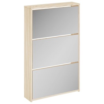 Vidaxl Omarica za čevlje 3 nadstropna z ogledalom hrast 63x17x102,5 cm