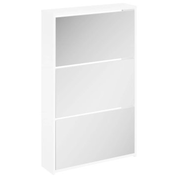 Vidaxl Omarica za čevlje 3 nadstropna z ogledalom bela 63x17x102,5 cm