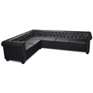 Vidaxl Chesterfield kotna sedežna garnitura umetno usnje
