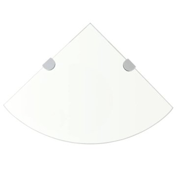 Vidaxl Kotna Polica s Kromirano Podporo Prosojno Steklo 35x35 cm