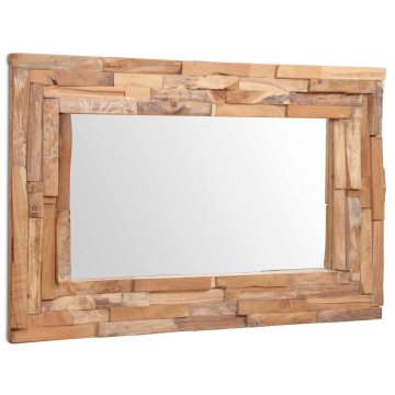 Vidaxl Okrasno ogledalo tikovina 90x60 cm pravokotne oblike