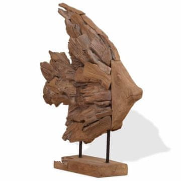 Vidaxl Skulptura ribe iz tikovine 40x12x57 cm