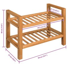 Vidaxl Stojalo za čevlje z 2 policama 50x27x40 cm trdna hrastovina