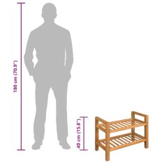 Vidaxl Stojalo za čevlje z 2 policama 50x27x40 cm trdna hrastovina