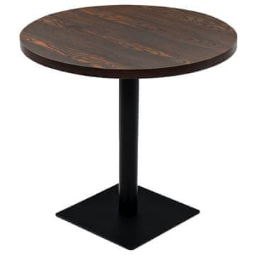 Vidaxl Bistro miza mediapan in jeklo okrogla 80x75 cm temna jesenovina