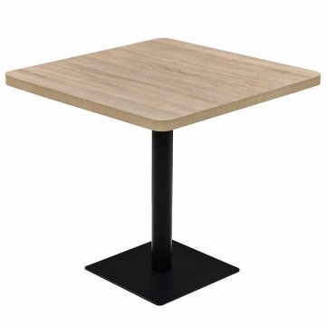 Vidaxl Bistro miza iz mediapana in jekla 80x80x75 cm barva hrasta