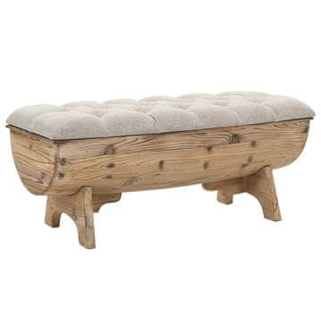 Vidaxl Klop za shranjevanje iz trdnega lesa in blaga 103x51x44 cm