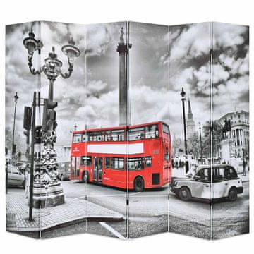 Vidaxl Zložljiv paravan 228x170 cm londonski avtobus črn in bel
