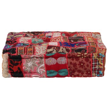 Vidaxl Tabure večbarven kvadraten bombaž ročno delo 50x50x12 cm