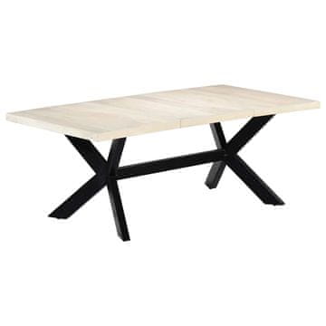 Vidaxl Jedilna miza bela 200x100x75 cm trden mangov les