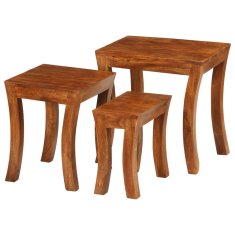 Vidaxl Komplet mizic 3 kosi trden akacijev les 50x35x50 cm rjave barve