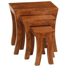 Vidaxl Komplet mizic 3 kosi trden akacijev les 50x35x50 cm rjave barve
