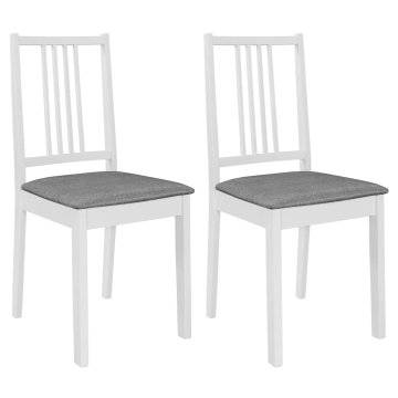 Vidaxl Jedilni stoli z blazinami 2 kosa trden les beli