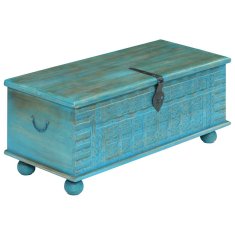 Vidaxl Skrinja za shranjevanje trden mangov les modra 100x40x41 cm