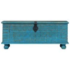 Vidaxl Skrinja za shranjevanje trden mangov les modra 100x40x41 cm
