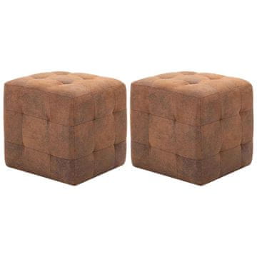 Vidaxl Tabure 2 kosa 30x30x30 cm umetno usnje semiš