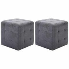 Vidaxl Tabure 2 kosa siv 30x30x30 cm umetno usnje semiš