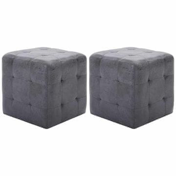 Vidaxl Tabure 2 kosa 30x30x30 cm umetno usnje semiš
