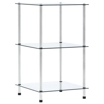 Vidaxl Polica 3-nadstropna prozorna 40x40x67 cm kaljeno steklo