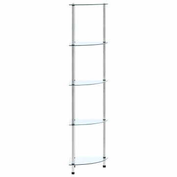 Vidaxl Polica 5-nadstropna prozorna 30x30x130 cm kaljeno steklo