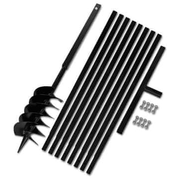 Vidaxl Jeklen spiralni vrtalni sveder za zemljo z ročajem 150 mm z 9 m pod.
