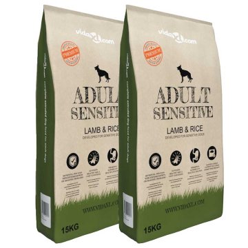Vidaxl Suha hrana za pse Adult Sensitive Lamb & Rice (2 x 15 kg)