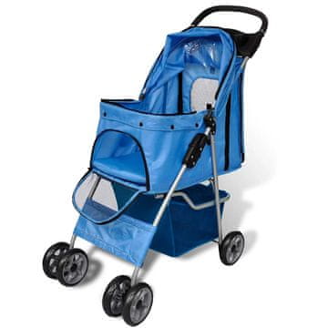 Vidaxl Voziček za psa 15 kg modre barve