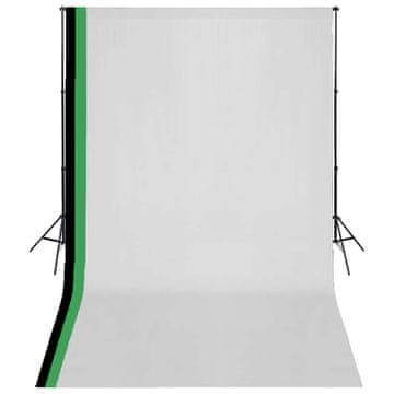 Vidaxl Komplet za fotografski studio 3 ozadja iz bombaža in okvir 3x5m