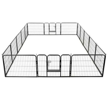 Vidaxl Ograda za pse s 16 jeklenimi paneli 60x80 cm črne barve