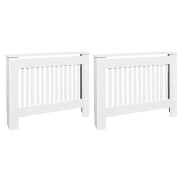 Vidaxl Pokrovi za radiatorje 2 kosa inženirski les 112 cm beli
