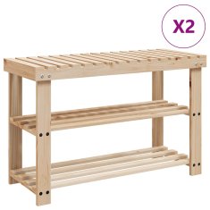 Vidaxl Stojalo za čevlje s klopjo 2-v-1 2 kosa trden les