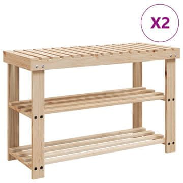 Vidaxl Stojalo za čevlje s klopjo 2-v-1 2 kosa trden les