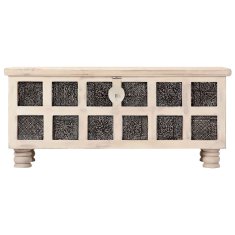 Vidaxl Škatla za shranjevanje bela 110x40x45 cm trden akacijev les