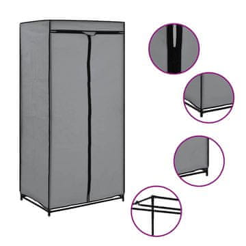 Vidaxl Garderobna omara 75x50x160 cm siva