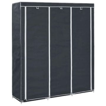 Vidaxl Garderobna omara s predelki in palicami 150x45x175cm blago