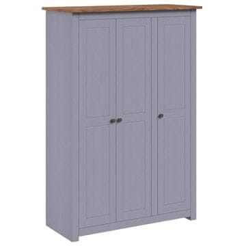 Vidaxl Garderobna omara s 3 vrati siva 118x50x171,5 cm borovina Panama