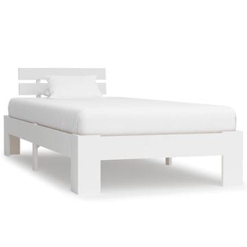 Vidaxl Posteljni okvir bel iz trdne borovine 90x200 cm