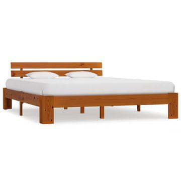 Vidaxl Posteljni okvir medeno rjav iz trdne borovine 180x200 cm