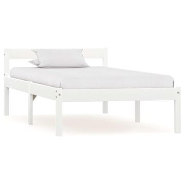 Vidaxl Posteljni okvir bel iz trdne borovine 90x200 cm
