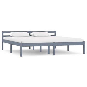 Vidaxl Posteljni okvir siv iz trdne borovine 160x200 cm