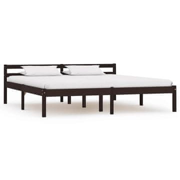 Vidaxl Posteljni okvir temno rjav iz trdne borovine 160x200 cm