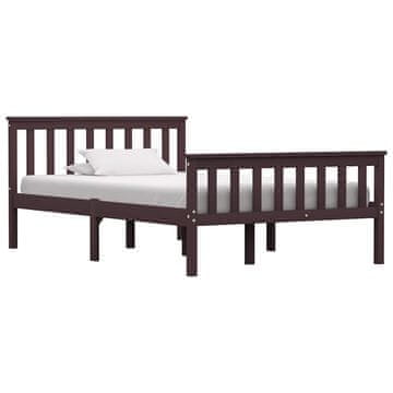 Vidaxl Posteljni okvir temno rjav iz trdne borovine 120x200 cm
