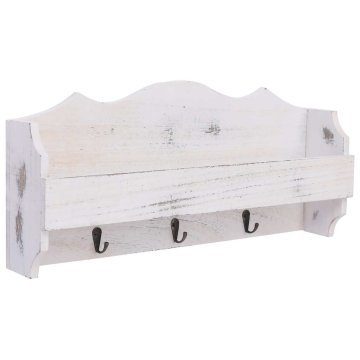 Vidaxl Stenski obešalnik za plašče bel 50x10x23 cm les