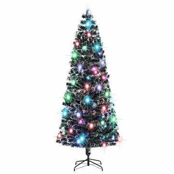 Vidaxl Osvetljena novoletna jelka s stojalom in LED 240 cm optična vlakna