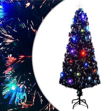 Vidaxl Osvetljena novoletna jelka s stojalom in LED 240 cm optična vlakna