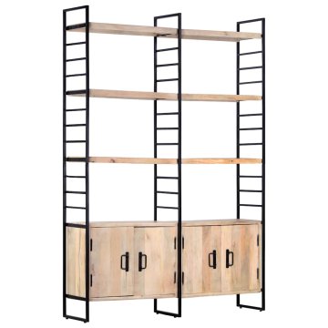 Vidaxl Knjižna omara 4-nadstropna 124x30x180 cm trden mangov les