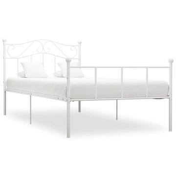 Vidaxl Posteljni okvir bel kovinski 100x200 cm
