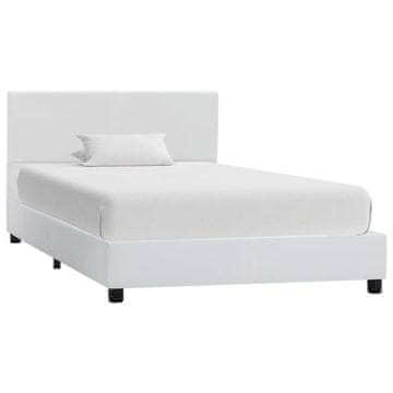 Vidaxl Posteljni okvir belo umetno usnje 100x200 cm